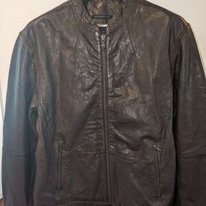 John Varvatos Dark Brown Leather Jacket - Large
